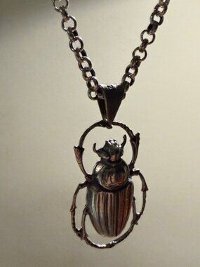 Sterling Silver large Beetle pendant 925